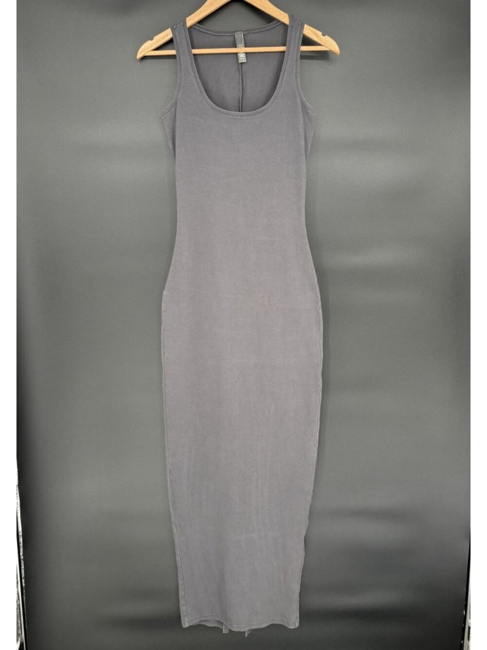 SKIMS Women's Cotton Stretch Maxi Tank Dress S Gray Bodycon Scoop Neck Neutral